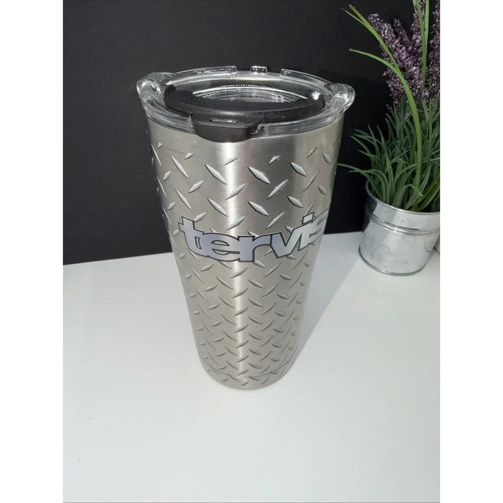 Tervis Tumbler Diamond Plate 20 oz Stainless Steel w/Slider Lid‎ Industrial Fl